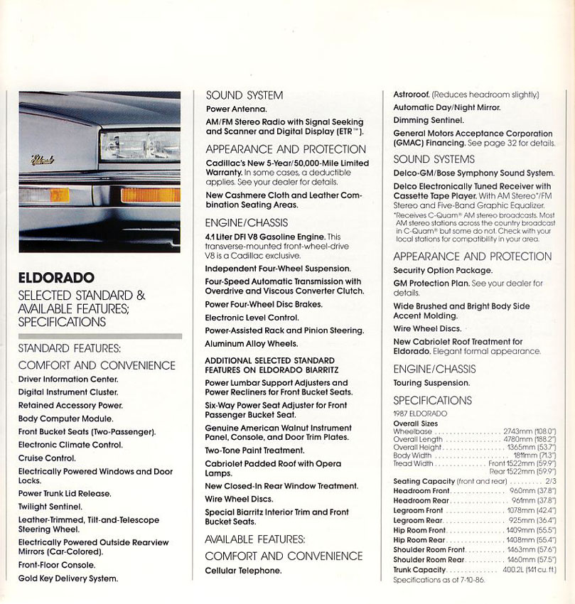 1987 Cadillac Brochure Page 9